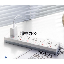 得力（deli） 新國標分控插座/插排/插線板/排插/接線板 兒童保護門 6位獨立開關 全長2米 3980(02)